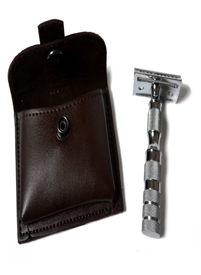 Classic Samurai CS-205 Classic Samurai Travel Double Edge Safety Razor Chrome Plated with Free Leather Case - Image 3